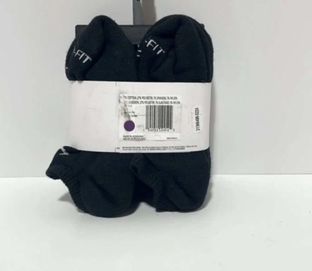 Nike Everyday Black Dri-Fit Cushion No-Show Socks (6 Pairs) Youth 3Y-5Y WMN 4-6